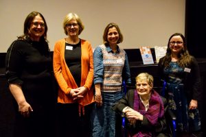 A photo of Dr Emily Henderson (of the AMRG), Sarah Mistry, Chief Executive of the British Geriatrics Society, Dr Lucy Pollock, geriatrician and author of ‘The Book About Getting Older’, Geraldine Peacock CBE, former Chief Charity Commissioner, and Dr Grace Pearson (of the AMRG).